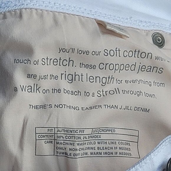 J. Jill Authentic Fit White Cropped Denim Jeans. Size 6 - Picture 7 of 7